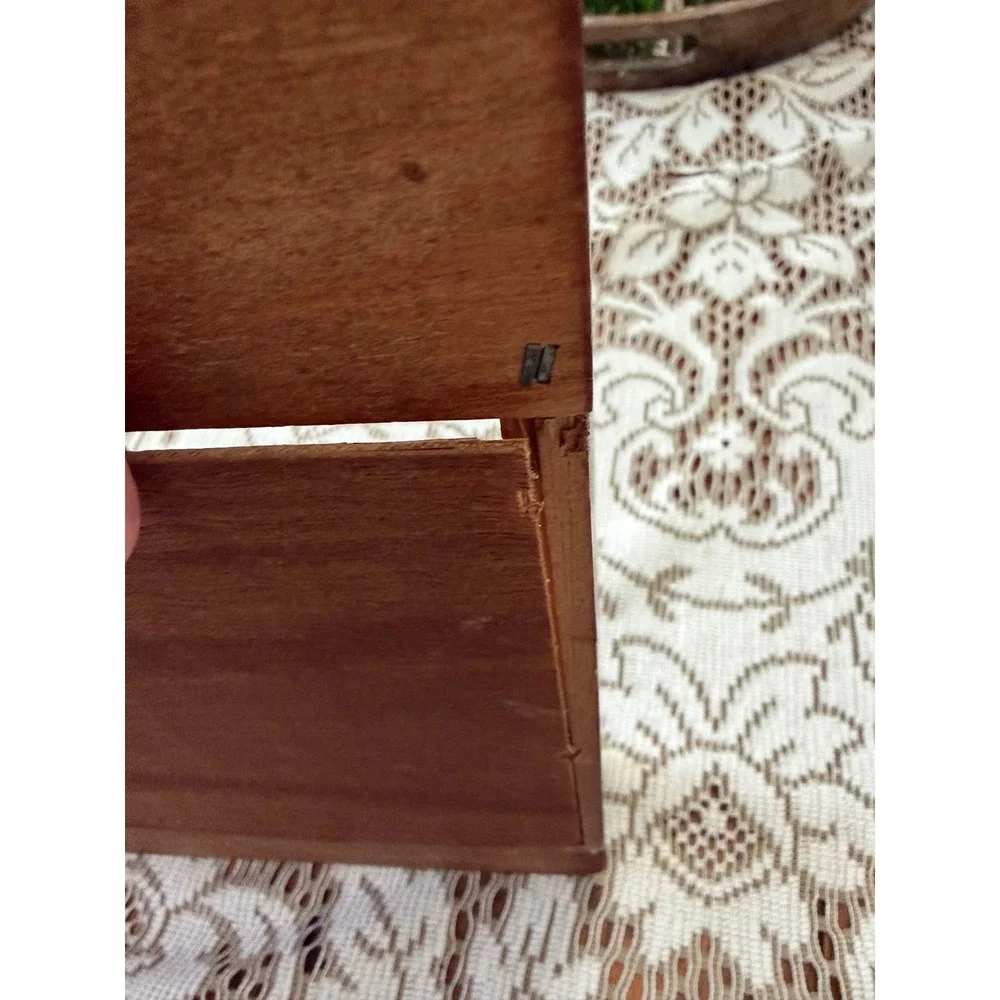 Vintage Wooden Wall Mail Organizer Key Rack Shadow Box Dried Wheat Beans
